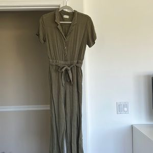 Olive Green Linen Jumpsuit